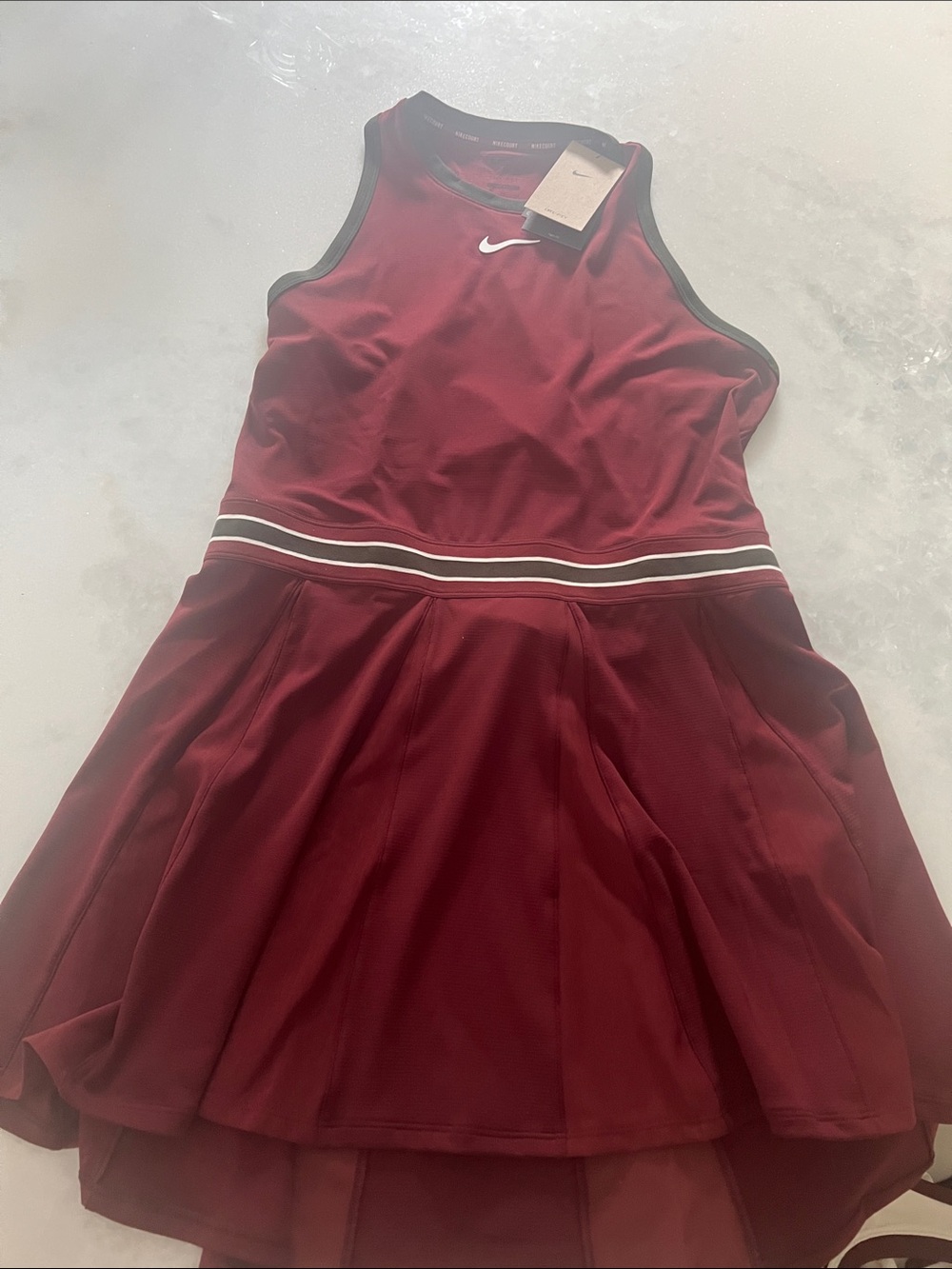 Nike Burgundy Tennis Dress with White Trim